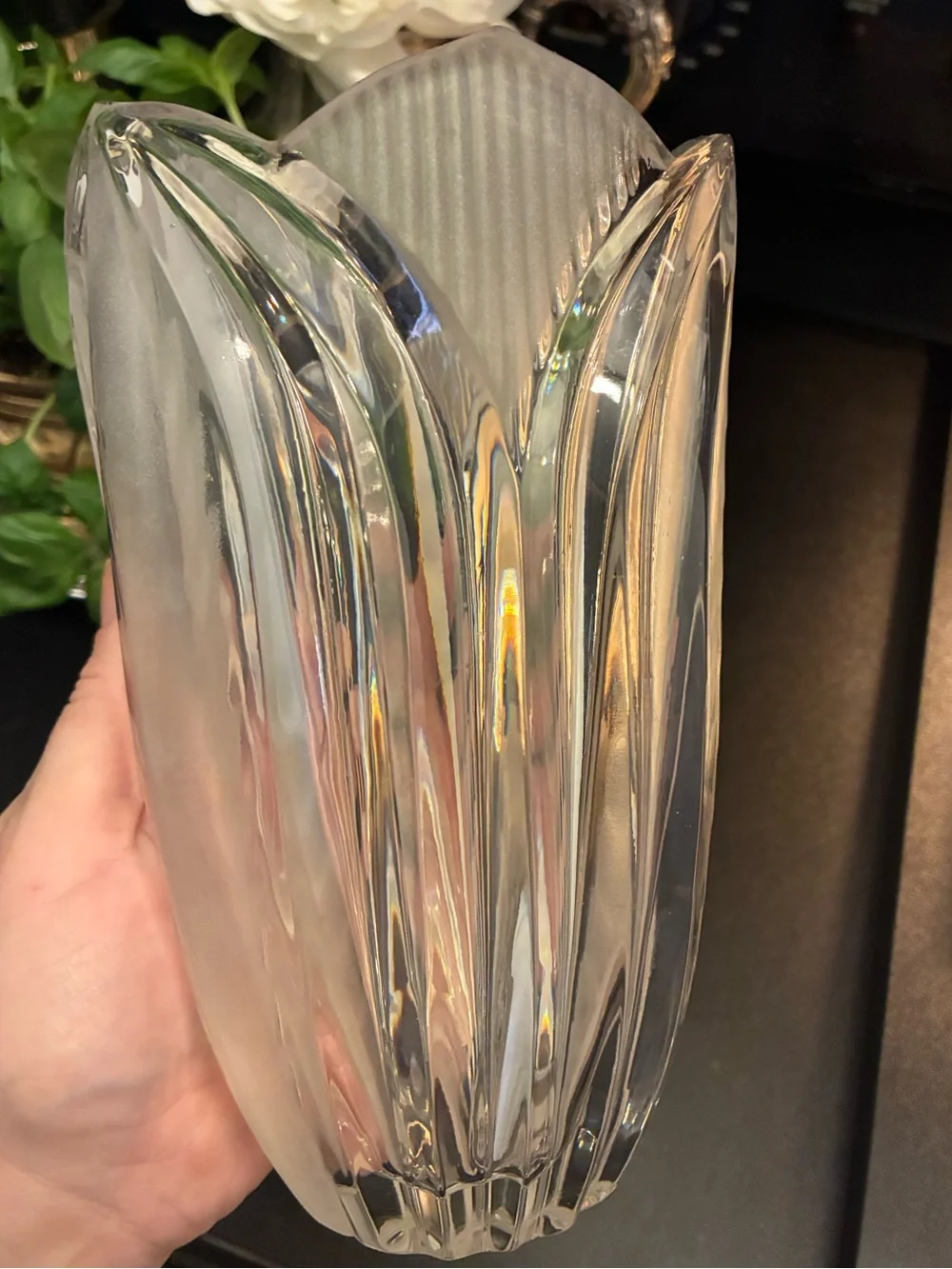 Vintage Avitra Designs Crystal Tulip Vase | Frosted Etched | MCM Modern Decor - Picture 8 of 8